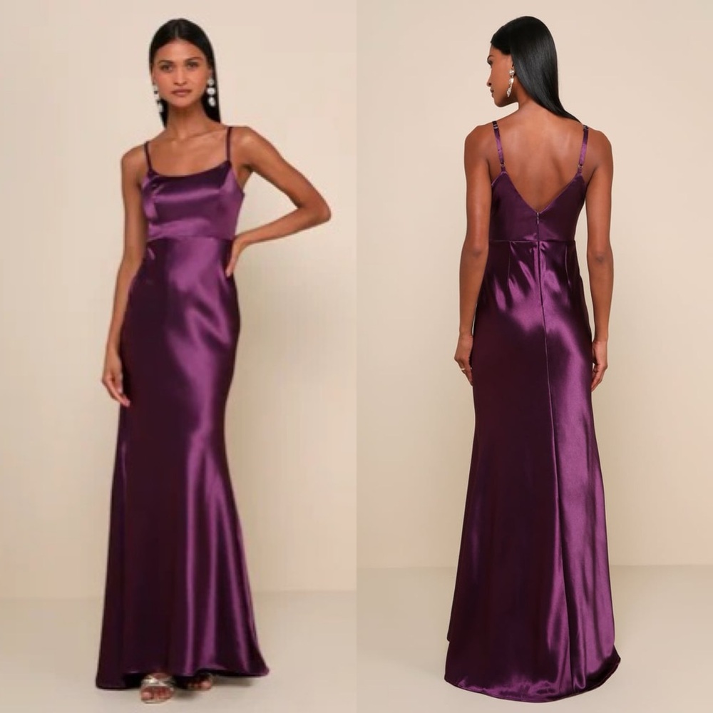 NWT Lulus Make You Shine Dark Purple Maxi Dress